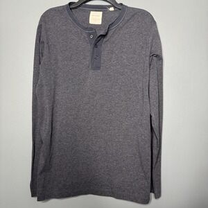 Billy Reid Henley Shirt Mens Large Navy Casual Cotton Classic Preppy Minimalist